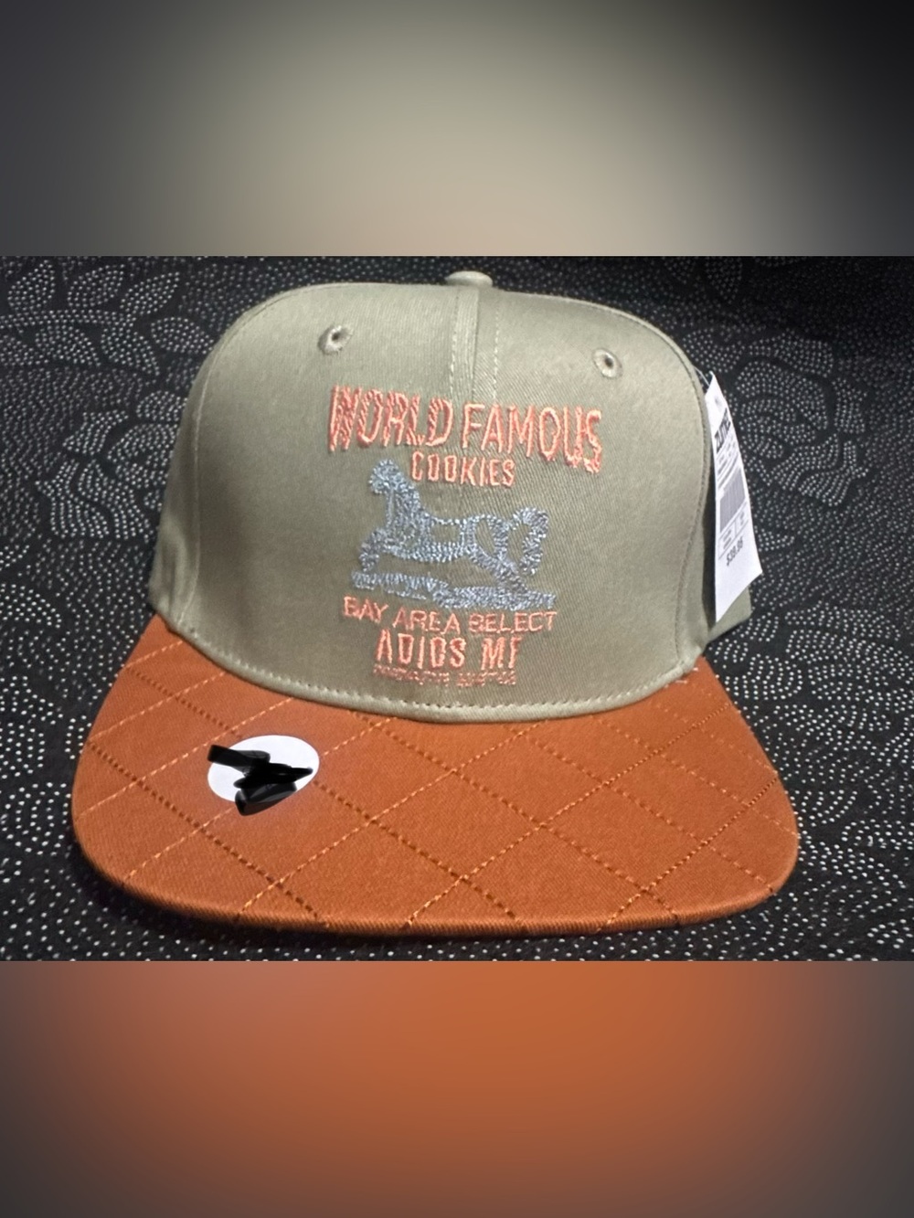 Cookies World Famous Beige and Rust Quilted Snapback Hat
